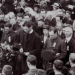 Pictured standing behind Pearse at the O'Donovan Rossa funeral